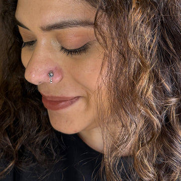 Silver Leaf Hanging Bead Nose Pin